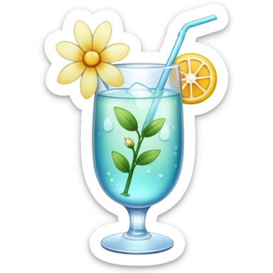 realistic aesthetic drink with flower decor sticker