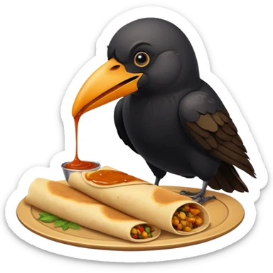 Crow eating dosa sticker