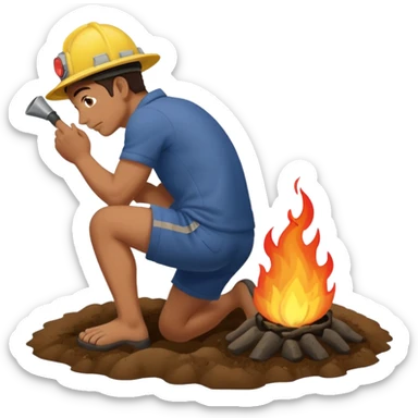 Man trying to get the fire off while rubbing his butt in the tracks sticker