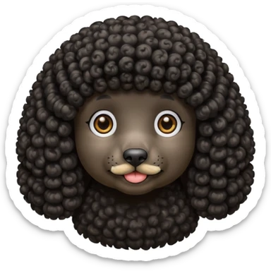 black poodle, round face sticker
