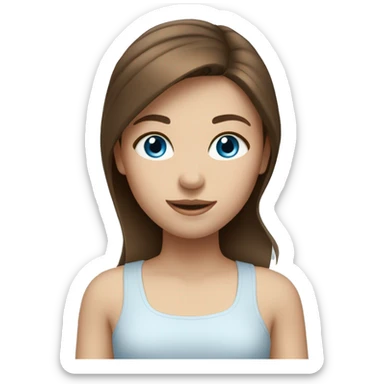 a girl with brown hair and blue eyes sticker