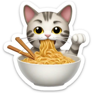 Cat eating ramen noodles  sticker