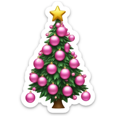 christmas tree with pink ornaments  sticker