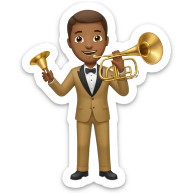 black man playing trombone full body sticker