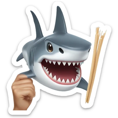 shark with toothpick sticker