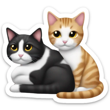 Tuxedo and tabby cat snuggling sticker