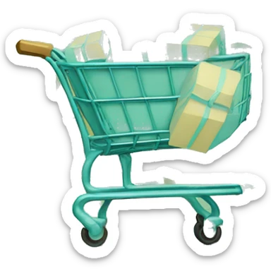 I need a metal shopping cart filled with tiffany-colored boxes. sticker