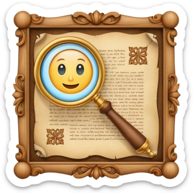 a magnifying glass over a scroll, representing the careful study and interpretation of texts sticker