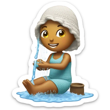 Woman crocheting in the shower sticker