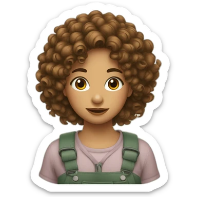 fille aux yeux verts et cheveux bouclés bruns sticker