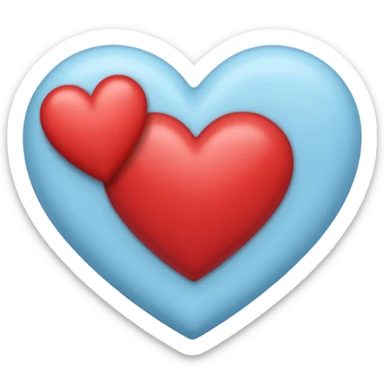Crea un emoji de corazon que una mitad sea celeste y la otra blanca y en la unión de los colores que este difuminado sticker