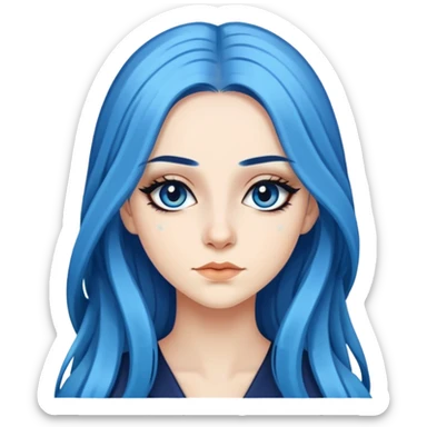 pretty long and blue hair baddie with eyeliner  sticker