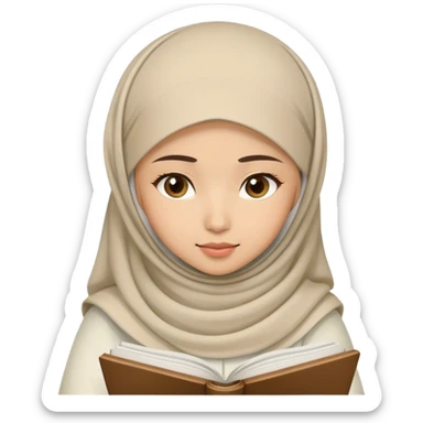 a white young asian Muslim woman studying  sticker