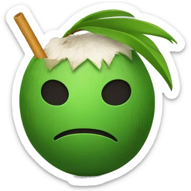 a green coconut with a straw on it sticker