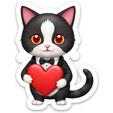 Tuxedo cat carrying 💌 sticker