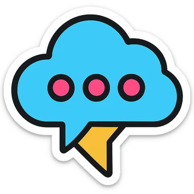 colorful cloud-shaped speech bubble with three dots in the center symbolizing writing, representing a post caption as a comment sticker