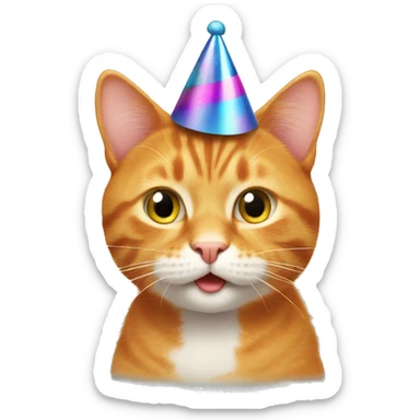 ginger cat with party hat sticker