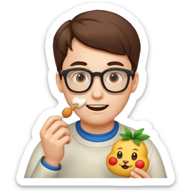 nerd face emoji eats coderabbit logo sticker