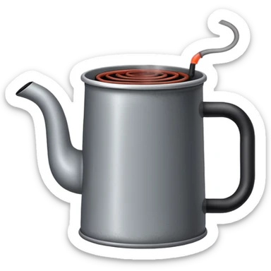 Chifir Kettle  
Visual: A tin mug steaming with tea, an immersed coil heater inside.  
Details: Gray mug, black heater, wispy steam lines, faint red glow on coil.  
Purpose: Symbolizes camaraderie and ritualistic tea-drinking. sticker