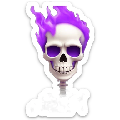 3d skeleton purple fire sticker