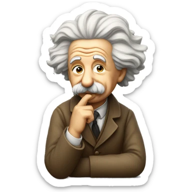sitting philosopher albert einstein lean on hist fist sticker