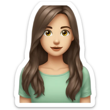 Ado brune aux yeux marrons carresse chat gris aux yeux verts  sticker