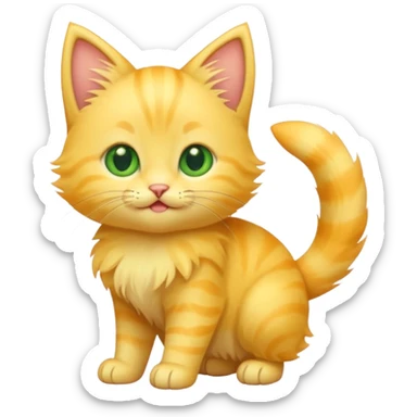 A cute cartoon yellow kitten sitting and wagging its tail. sticker