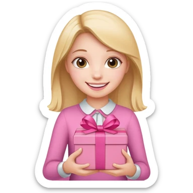 Girl holding pink gift box






























 sticker