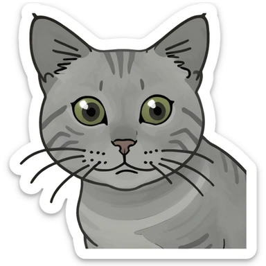 A gray striped cat sitting at a table drinking water from a mug without a visible water stream sticker