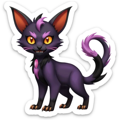 Black edgy Noivern-Noibat-Purloin-Torracat-Lykoi-Caracal-cat-Fakemon-fusion-hybrid-creature sticker