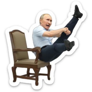 Putin falling off chair sticker