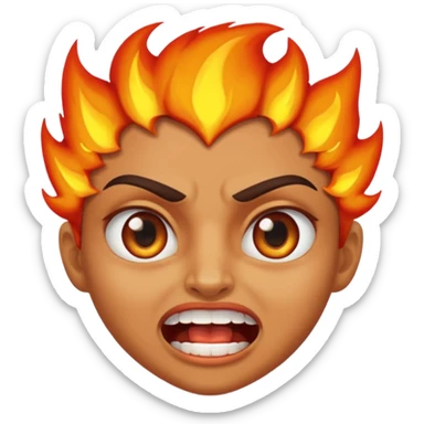 revenge time emoji, intense facial expression, fiery eyes, clenched teeth sticker