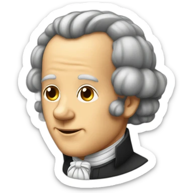 Kant avec perruque à rouleaux et bière sticker