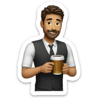 Man drink cofe sticker