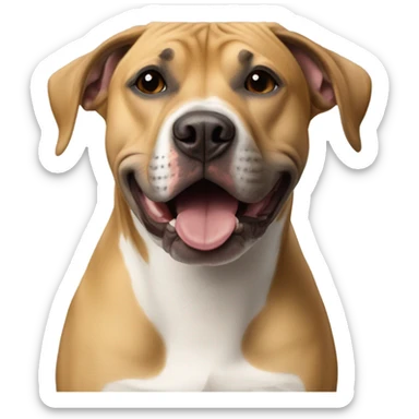 Black mouth cur next to black and white smiling pit bull sticker