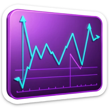 A glowing purple hologram of a line chart sticker