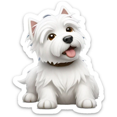 white west highland terrier lying and rolling sticker
