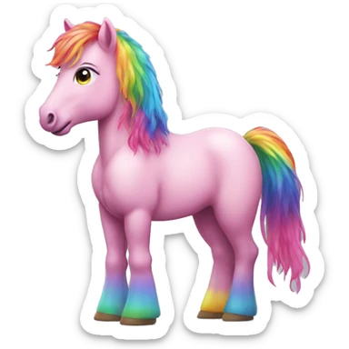 Realistic pink pony with rainbow hair full height sticker