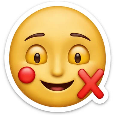 a emoji with its eyes closed, with a red X in its eyes sticker