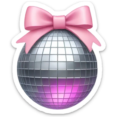 Disco ball with light pink bow sticker