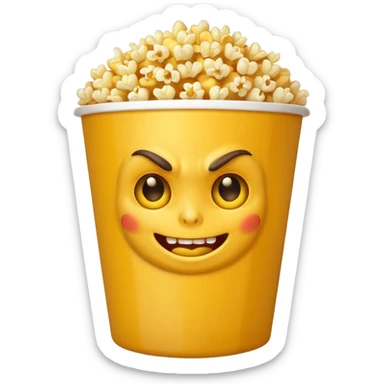 popcorn , with mischief face demon sticker