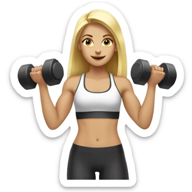 blonde girl holding dumbbells sticker