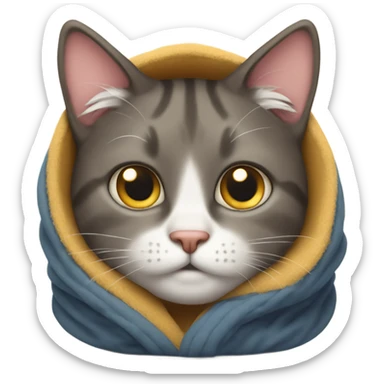 Cozy cat with hilarious face sticker