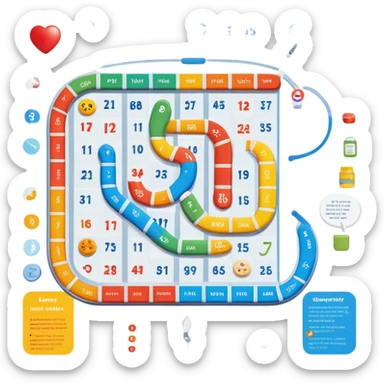 Small Game Board called Journey of Type 1 diabetes and Aging.  Subtext: Aging with Type 1 Diabetes, large enough to read for seniors  sticker