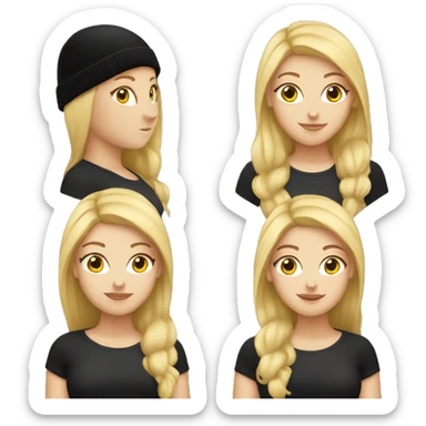 Blonde White girl with a black beanie sticker