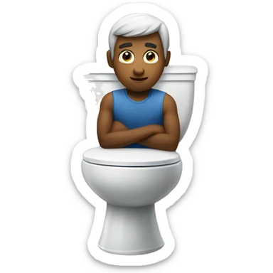 On commode watching tv sticker