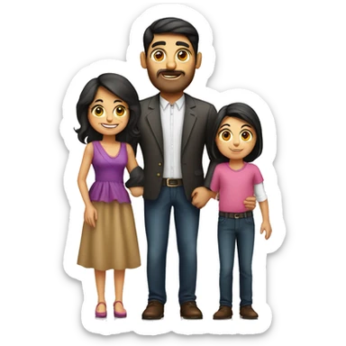 emoji Armenian family with young fancy  mom, young fancy bold  dad, kid girl sticker
