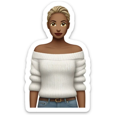 white off the shoulder knitted jumper  sticker