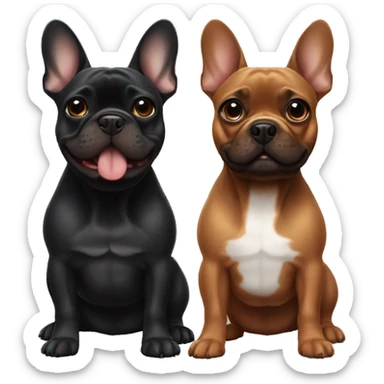 Black brittle French bulldog and brown dachshund  sticker
