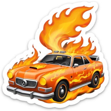 car on fire sticker